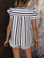 Calira | Blusa estiva da donna a righe con manica a sbuffo casual