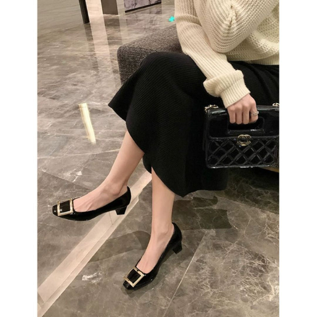Elarisse | Décolleté Eleganti da Donna in Vernice con Punta Quadrata e Fibbia