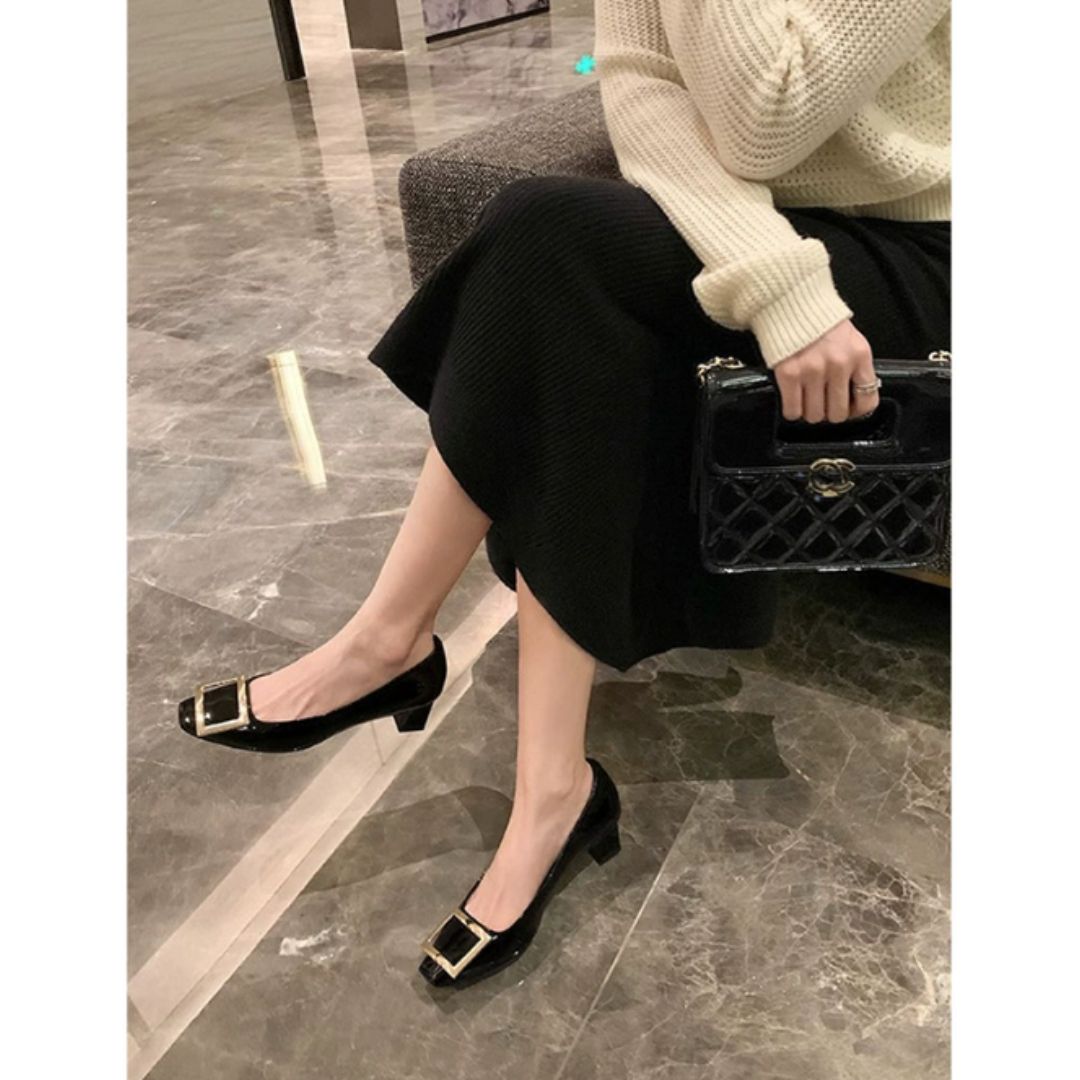 Elarisse | Décolleté Eleganti da Donna in Vernice con Punta Quadrata e Fibbia