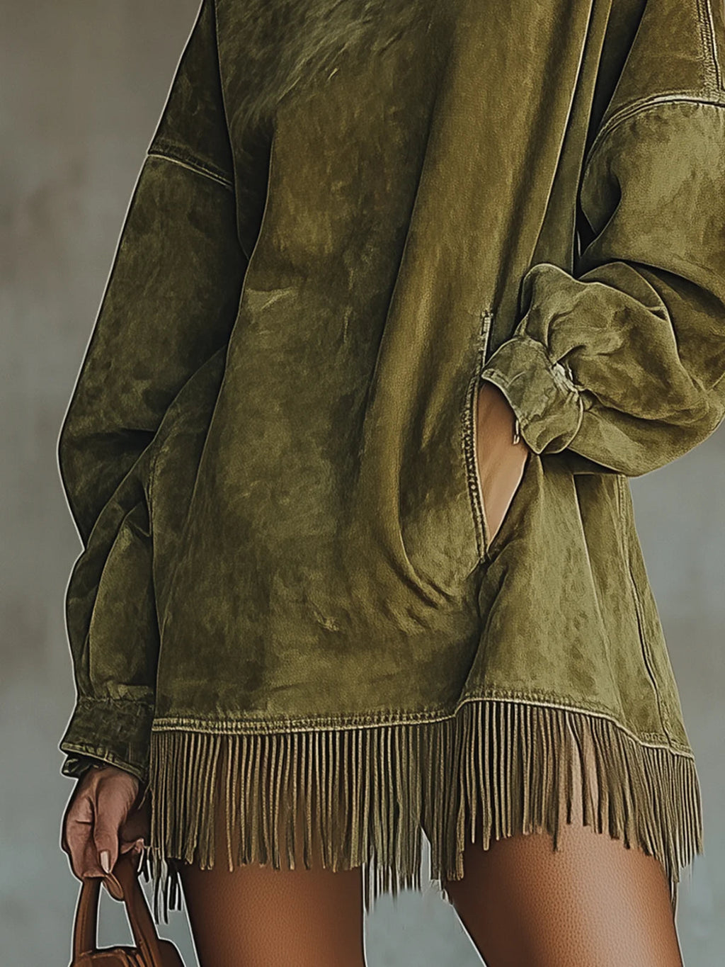 Seraphina | Abito Oversize Donna con Frange e Collo Alto