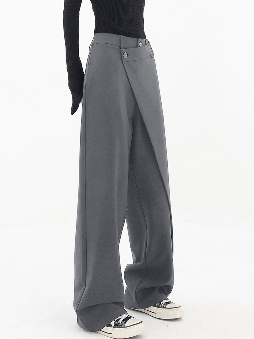 Zenvira | Pantaloni Baggy Donna a Vita Alta con Piega