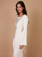 Velmora | Abito Maxi Elegante da Donna in Raso con Maniche Lunghe