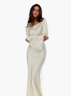 Aurelia | Abito Maxi da Donna in Raso Formale con Maniche Lunghe