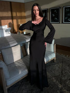 Aurelia | Abito Maxi da Donna in Raso Formale con Maniche Lunghe