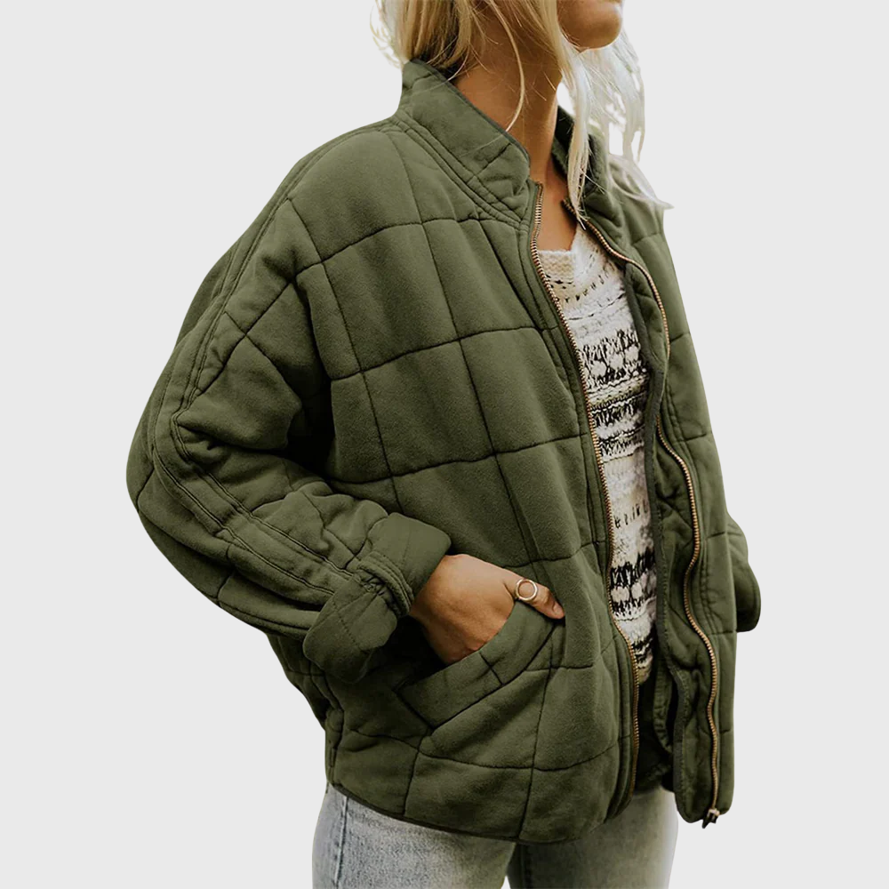 Virelka | Giacca Donna Autunnale Trapuntata con Zip Casual