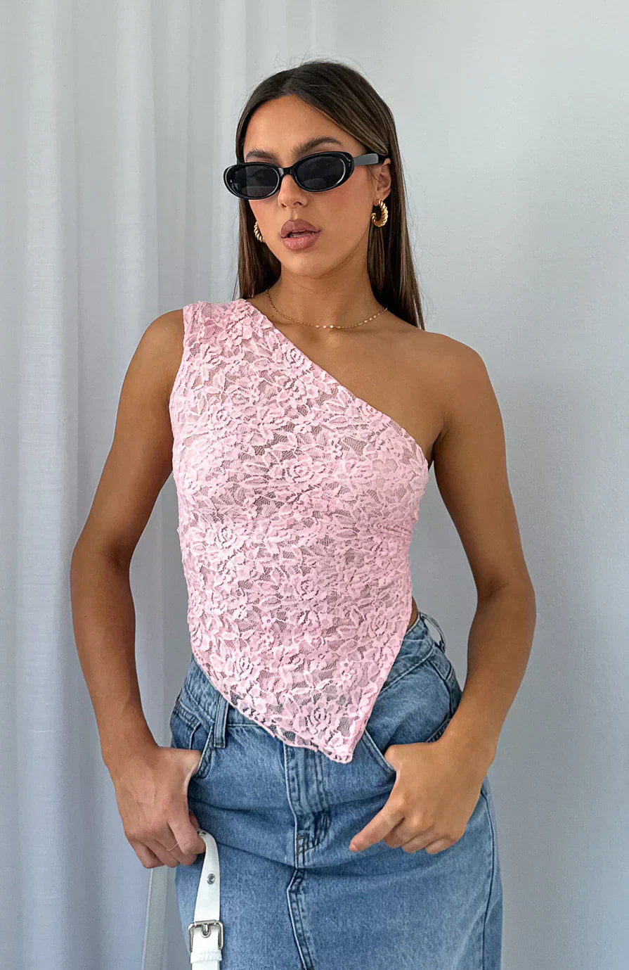 Zelphira | Women's Elegant Lace One-Shoulder Asymmetric Top