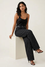 Luna | Women's High Waist Jeans with Subtle Glitter Finish