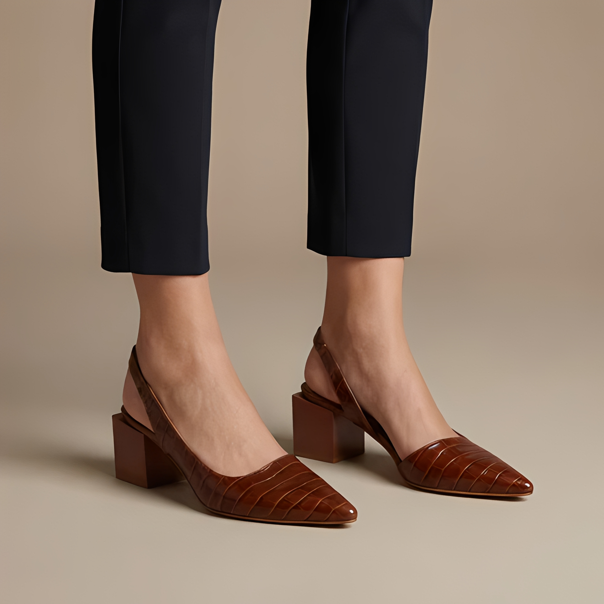 Carvella | Damskie Eleganckie Czółenka Slingback na Słupku