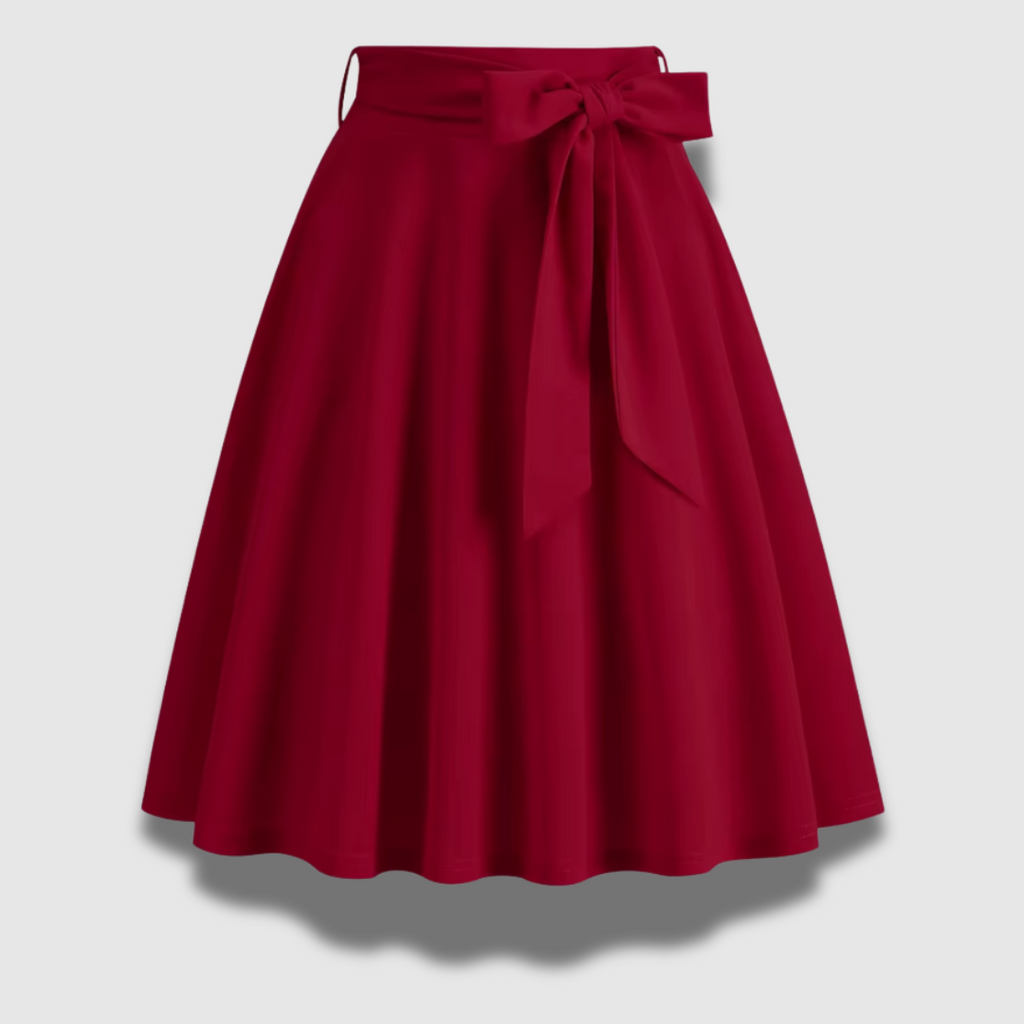 Rosella | Damska Elegancka Spódnica Midi Z Kokardą W Talii
