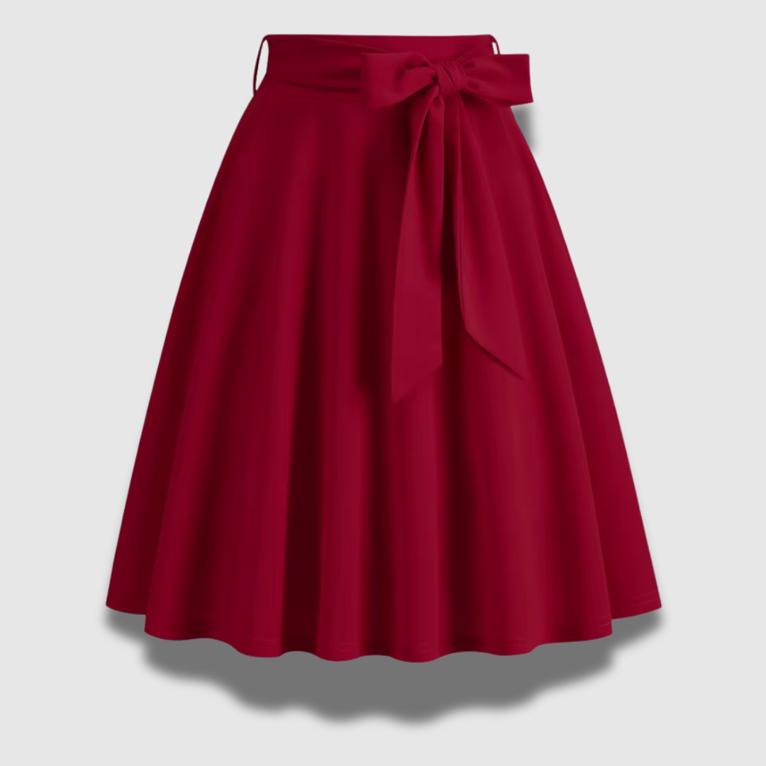 Rosella | Damska Elegancka Spódnica Midi Z Kokardą W Talii