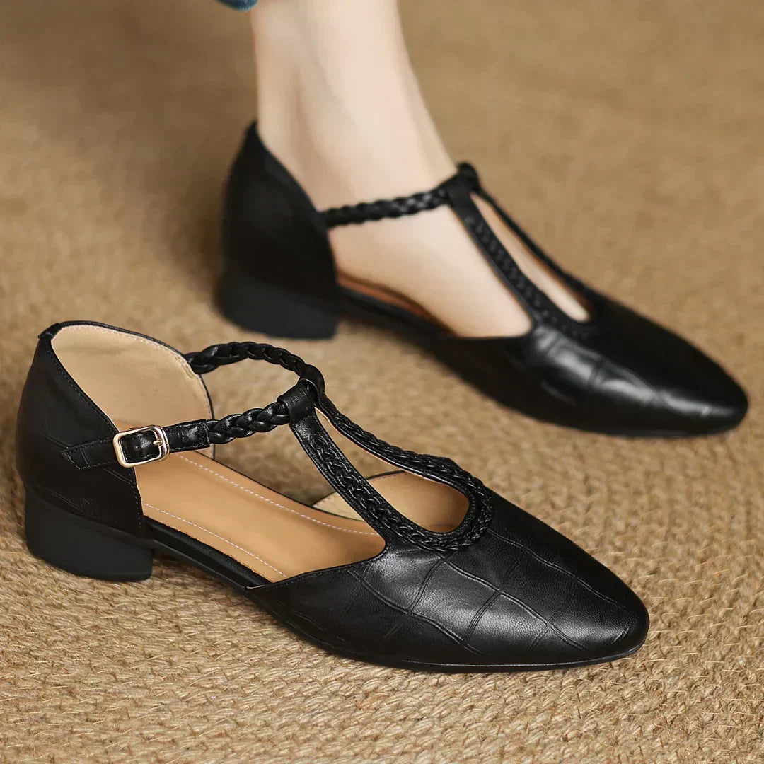 Aureline | Scarpe da donna Mary Jane vintage con cinturino intrecciato a T