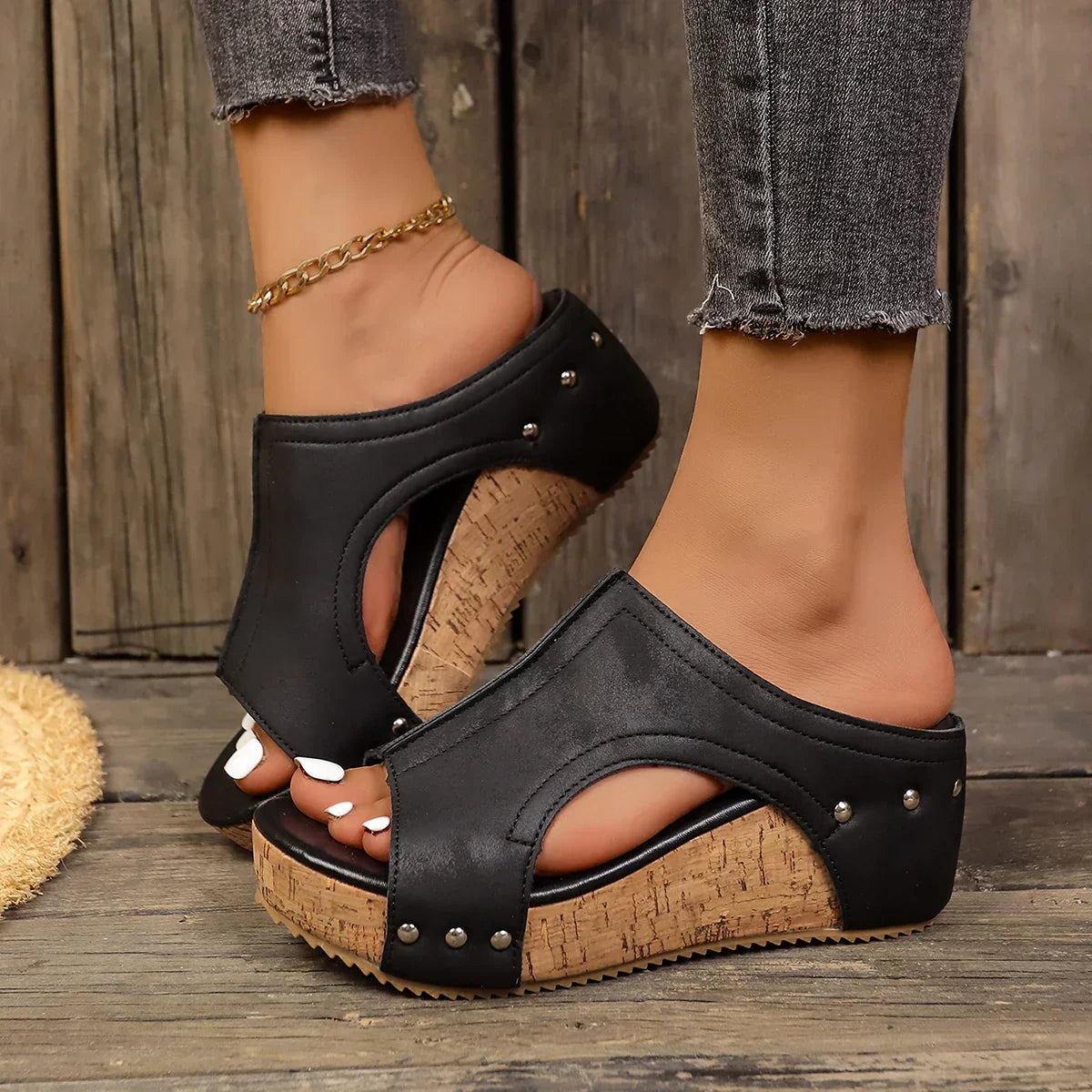 Corvella | Women's Wedge Sandals with Cork Sole Casual