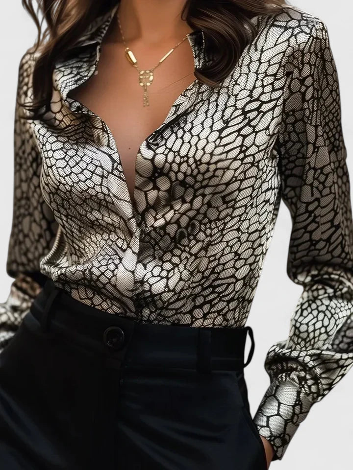Velmira | Blusa casual da donna in raso con stampa leopardata