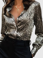 Velmira | Blusa casual da donna in raso con stampa leopardata