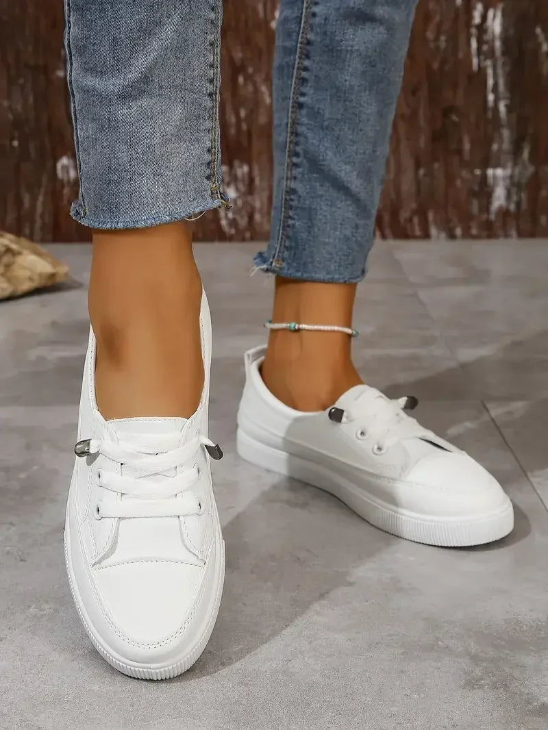 Lureva | Damska Sneakersy Casual Z Okrągłym Noskiem I Sznurowaniem