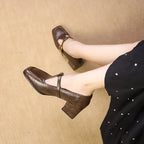 Marvella | Scarpe Classiche da Donna Mary Jane con Fibbia e Punta Quadrata