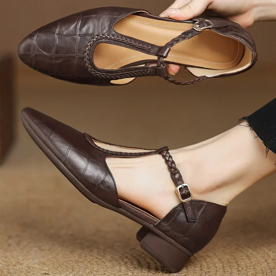 Aureline | Scarpe da donna Mary Jane vintage con cinturino intrecciato a T