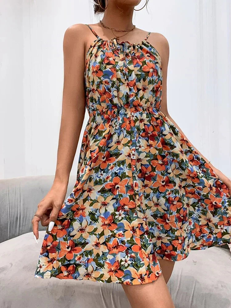 Vera | Abito Donna Floreale con Arricciature sulle Spalline