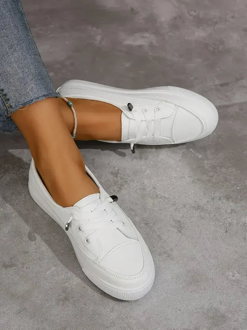 Lureva | Damska Sneakersy Casual Z Okrągłym Noskiem I Sznurowaniem
