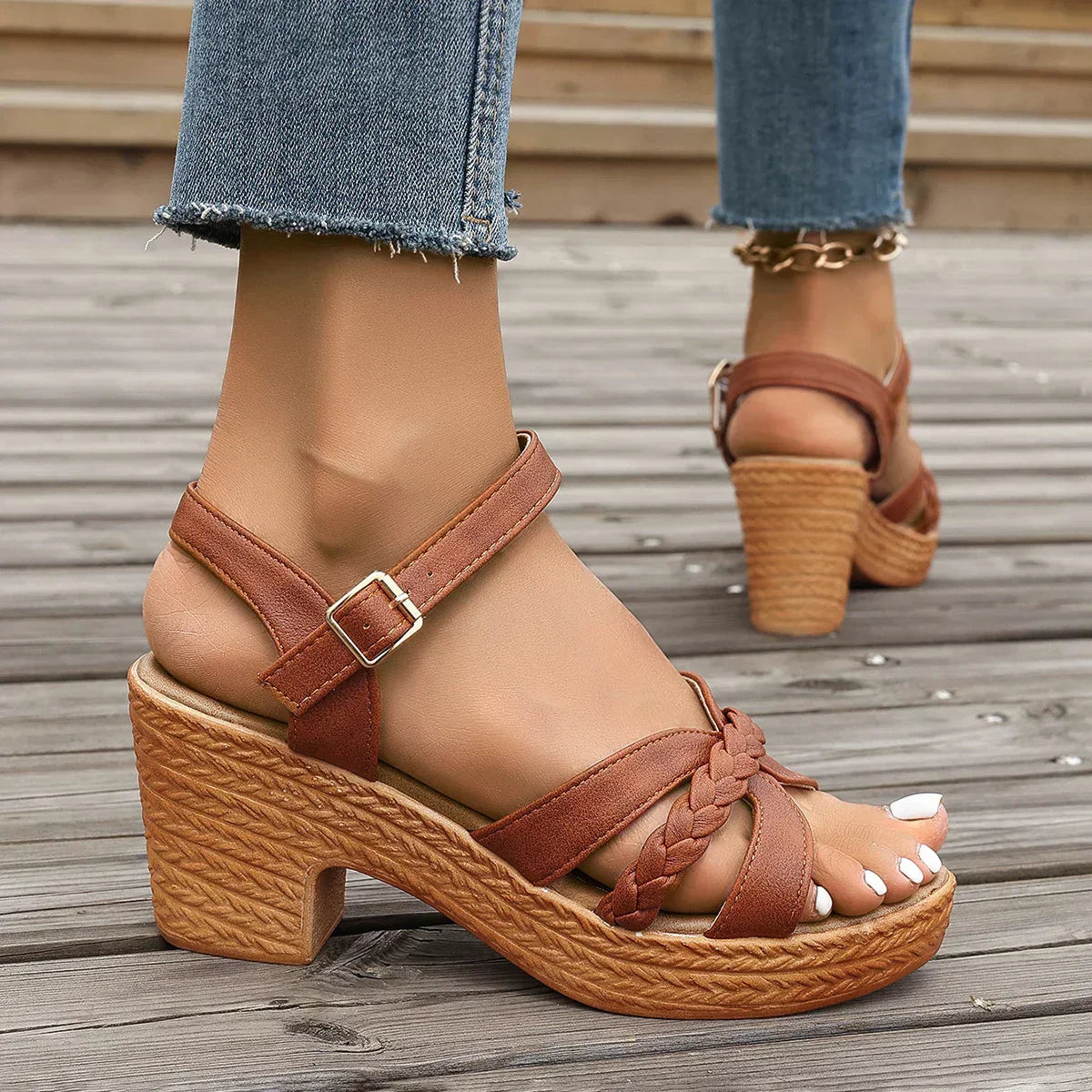 Bravina | Women's Summer Wedge Sandals with Braided Straps