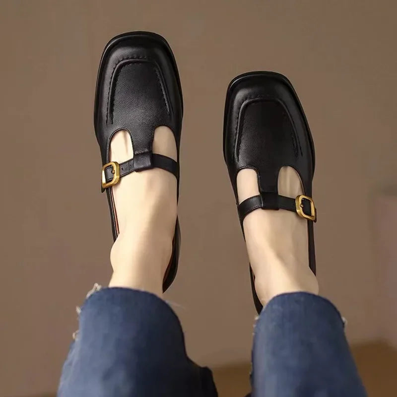 Loravia | Scarpe Mary Jane piatte da donna con fibbia per uso quotidiano