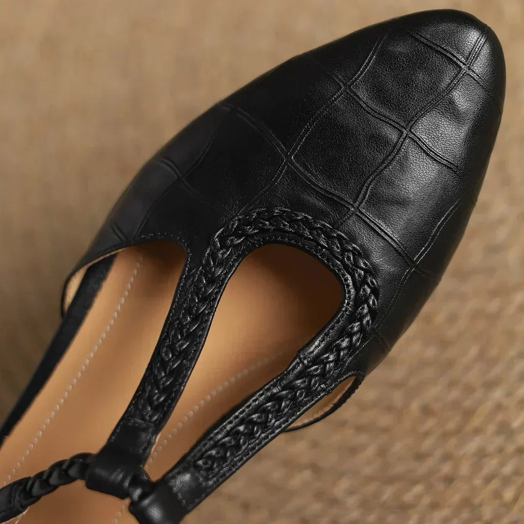 Aureline | Scarpe da donna Mary Jane vintage con cinturino intrecciato a T