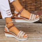 Zenvira | Sandali Estivi Donna con Zeppa e Cinturini Decorativi