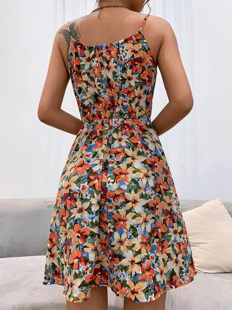 Vera | Abito Donna Floreale con Arricciature sulle Spalline