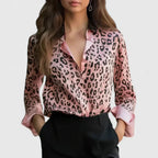 Velmira | Blusa casual da donna in raso con stampa leopardata