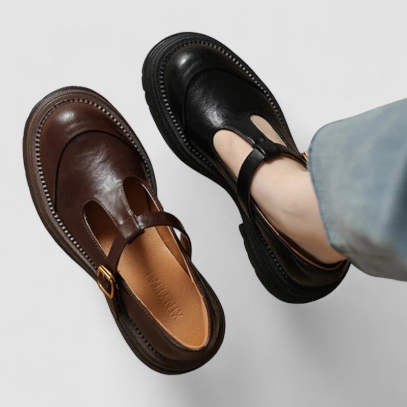 Marvella | Scarpe Donna con T-Bar e Zeppa Casual