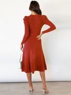 Velmira | Abito Elegante Donna in Maglia con Maniche a Sbuffo