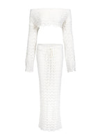Aleia | Completo Donna alla Moda Crochet con Gonna Lunga e Top Corto
