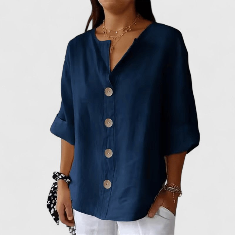 Serena | Women's Summer Casual Blouse with Buttons and Loose Fit