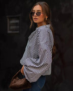 Esmara | Damska Elegancka Koszula Oversize w Kratkę z Bufiastymi Rękawami