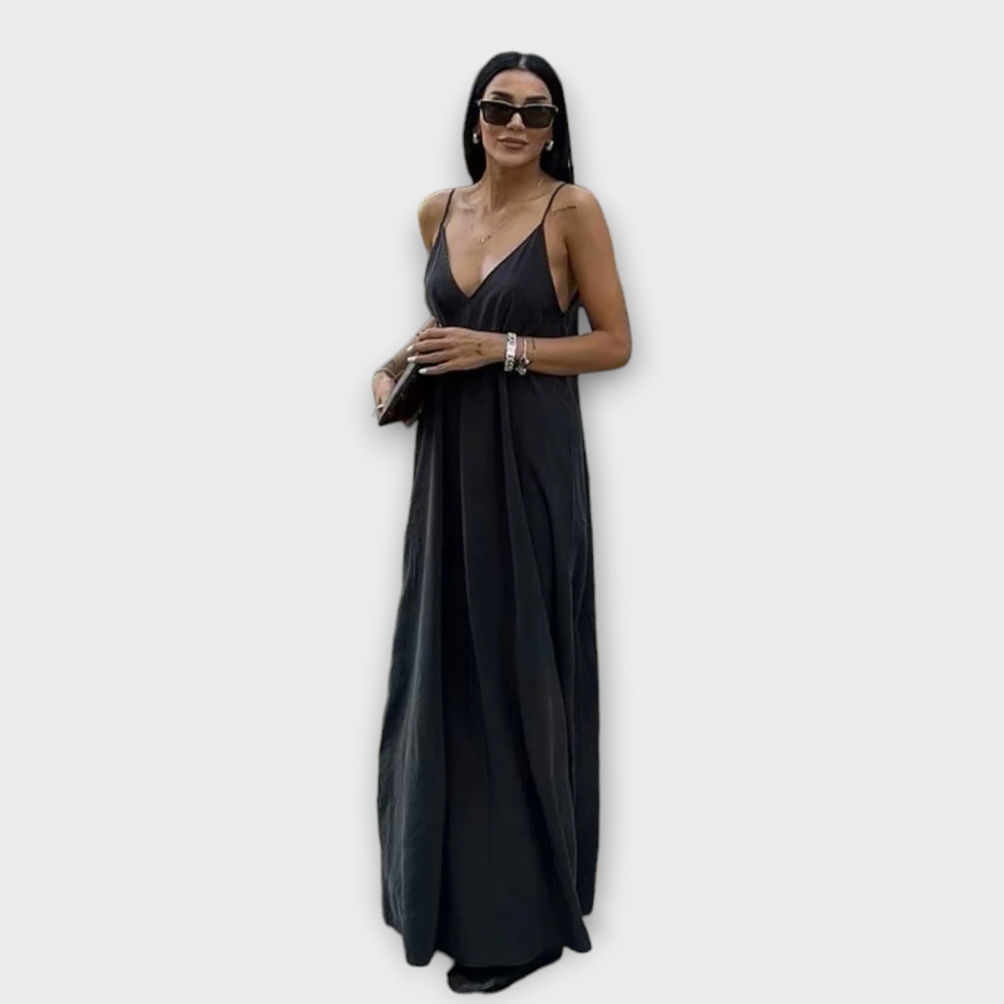 Chona | Abito Maxi Casual da Donna in Raso con Spalline