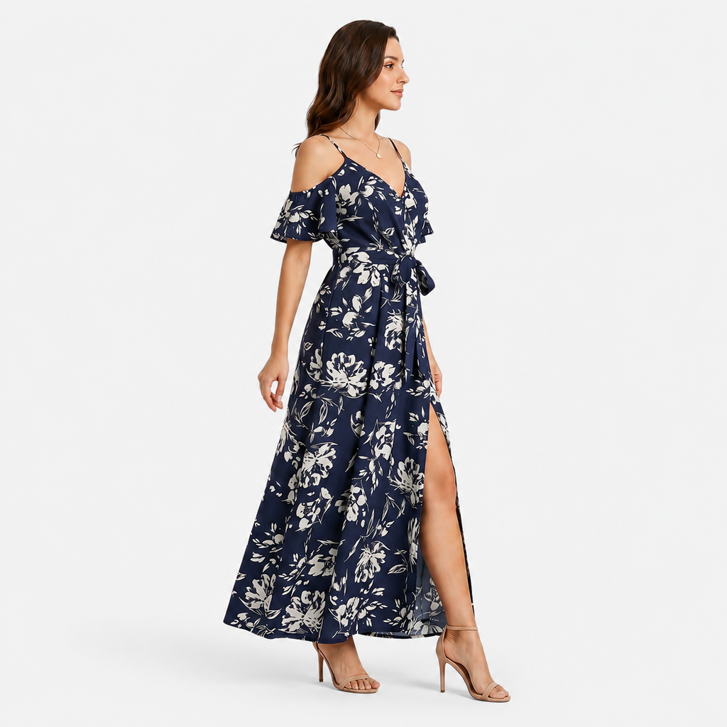 Aurora | Women's Floral Off-Shoulder Maxi Dress with Slit