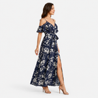 Aurora | Women's Floral Off-Shoulder Maxi Dress with Slit