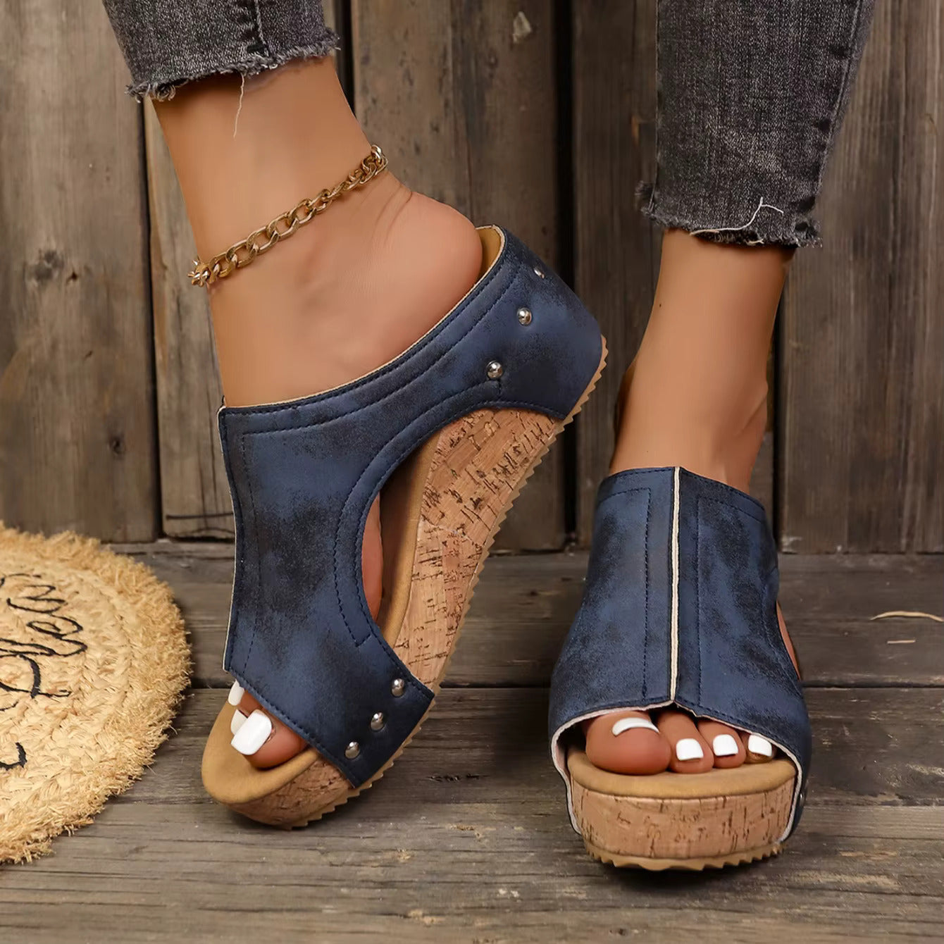 Corvella | Women's Wedge Sandals with Cork Sole Casual
