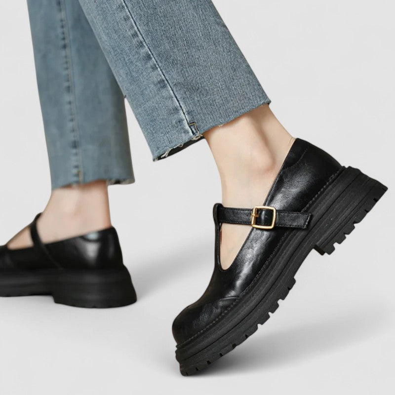 Marvella | Scarpe Donna con T-Bar e Zeppa Casual
