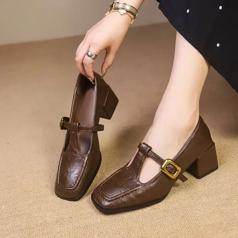 Marvella | Scarpe Classiche da Donna Mary Jane con Fibbia e Punta Quadrata