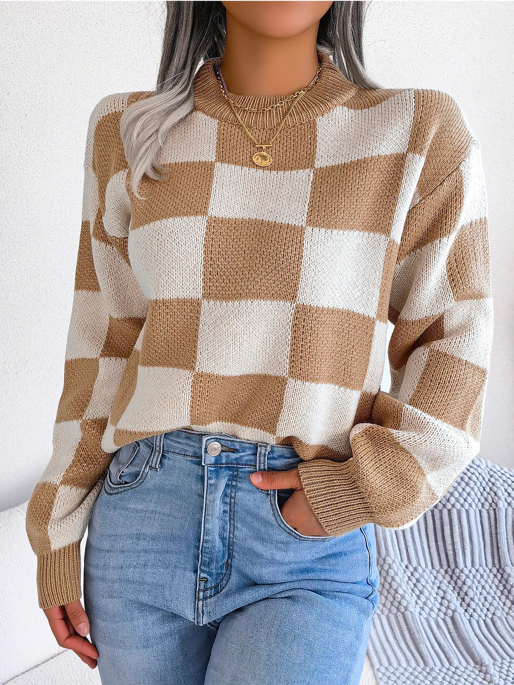 Savera | Maglione Donna a Quadri Casual per l'Inverno