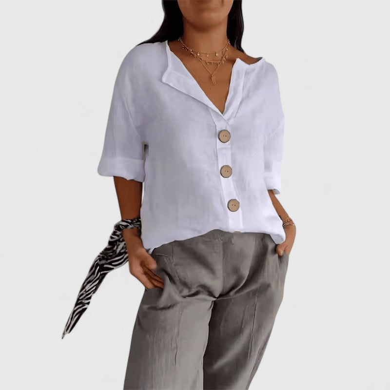 Serena | Women's Summer Casual Blouse with Buttons and Loose Fit
