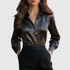 Velmira | Blusa casual da donna in raso con stampa leopardata