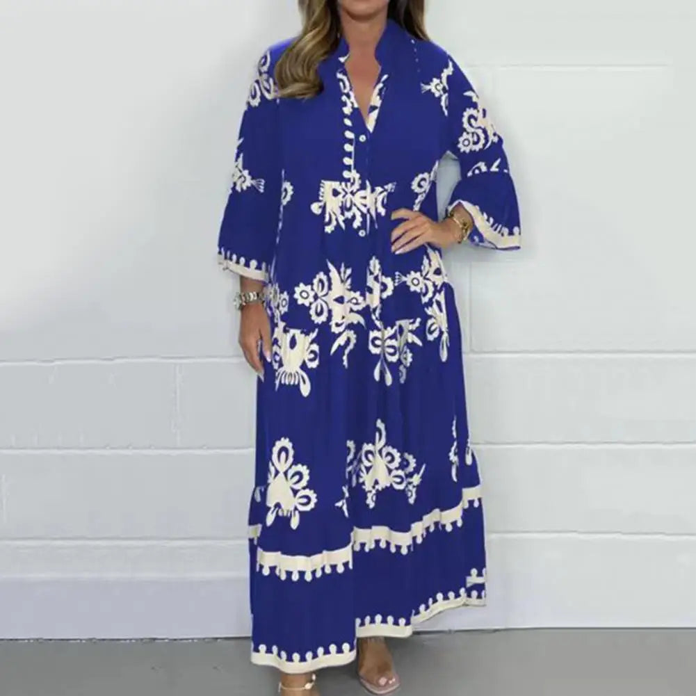 Seravelle | Abito Estivo Midi Donna con Stampa e Manica Lunga