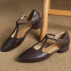 Aureline | Scarpe da donna Mary Jane vintage con cinturino intrecciato a T