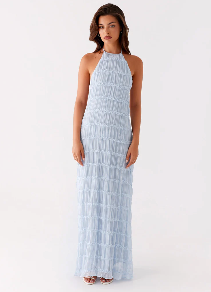 Evelyn | Elegancka sukienka maxi z marszczeniem i dekoltem halter
