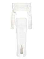 Aleia | Completo Donna alla Moda Crochet con Gonna Lunga e Top Corto