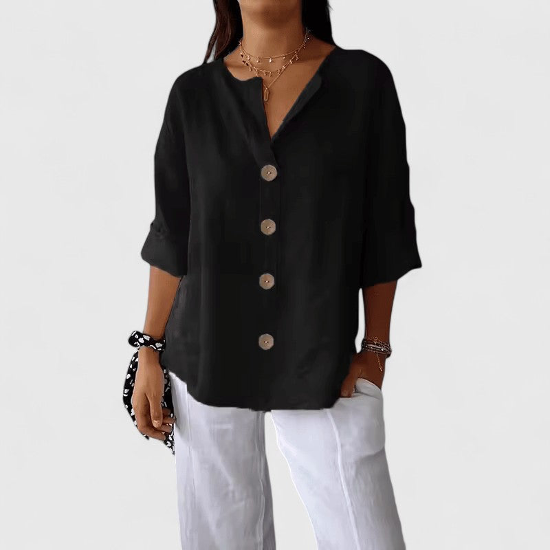 Serena | Blusa estiva casual da donna con bottoni e taglio ampio