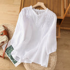 Averelle | Blusa estiva da donna con ricamo, ampia con scollo a V
