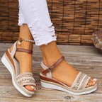 Zenvira | Sandali Estivi Donna con Zeppa e Cinturini Decorativi